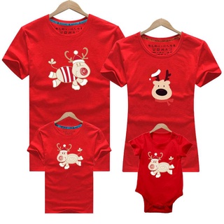 TT-Santa Claus Merry Christmas Family Matching T-shirt lovely Mom Dad Kids Me Baby Outfit Mother Daughter Girl Boys Clot