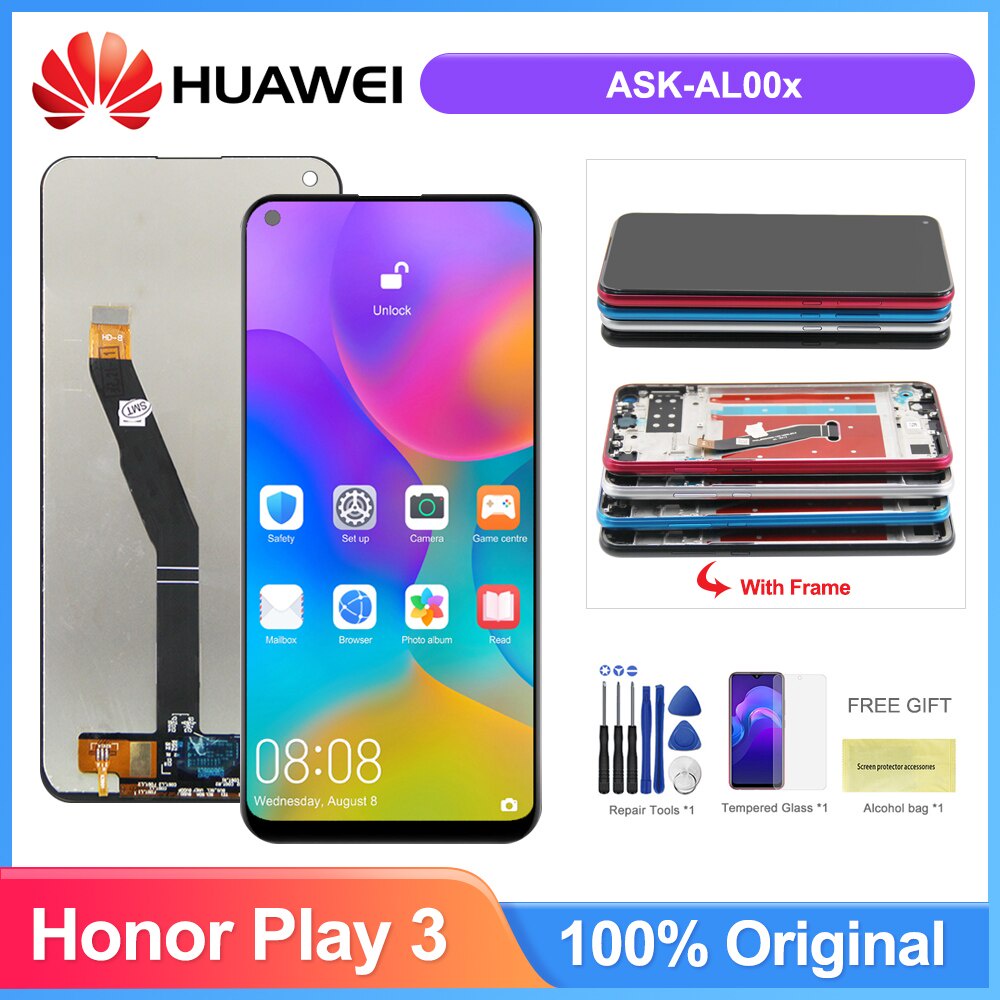 6.39 & 39; & 39; จอแสดงผลสําหรับ Honor Play 3 จอแสดงผล Lcd Touch Screen Digitizer กรอบสําหรับ Huawei