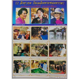 โปสเตอร์เรื่อง12 สิงหาคม วันเฉลิมพระชนมพรรษา โปสเตอร์ภาพประกอบการศึกษา โปสเตอร์สื่อการเรียนรู้ No.9384