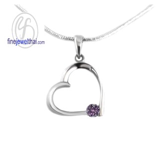 Finejewelthai จี้-อะเมทิสต์-เงินแท้-จี้พลอย-หัวใจ-พลอยประจำเดือนเกิด/ Amethyst-Pendant-Silver925 - P1102amt