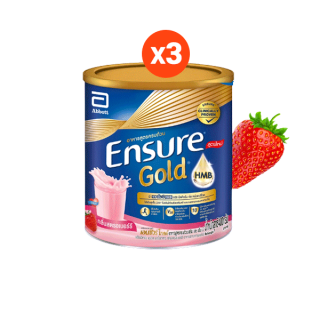 [สูตรใหม่] Ensure Gold เอนชัวร์ โกลด์ สตอเบอร์รี 400g 3 กระป๋อง Ensure Gold Strawberry 400g x3 อาหารเสริมสูตรครบถ้วน