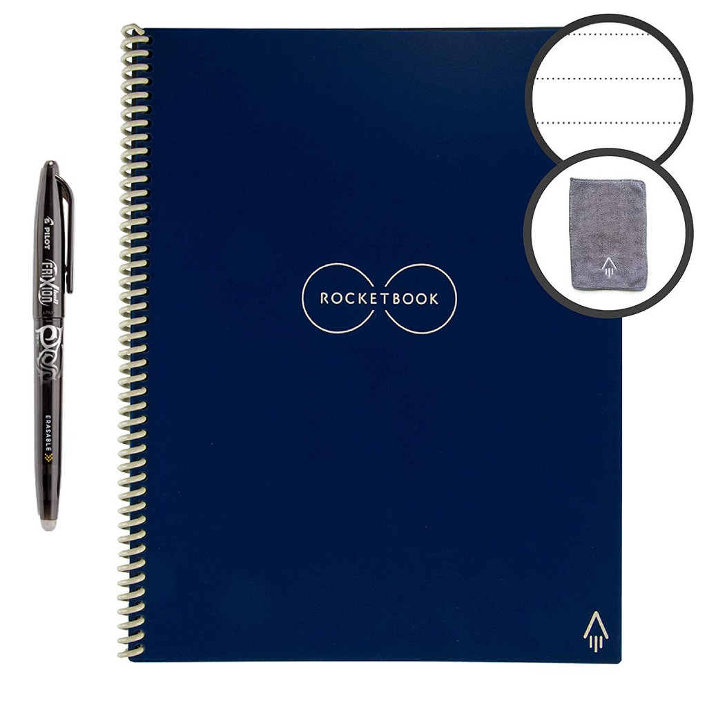 Rocketbook Smart Core Reusable Notebook Lined EcoFriendly Notebook with Pilot Frixion Pen & Cloth USA Imported Authentic