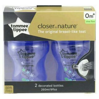 Tommee Tippee ขวดนม ทอมมี่ ทิปปี้ Closer to Nature Tinted Bottle 9oz ของแท้ แพ็คคู่ สีม่วง