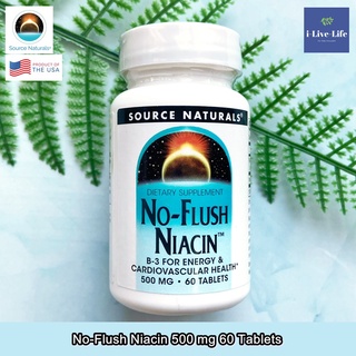 Source Naturals - No-Flush Niacin 500 mg 60 Tablets ไนอะซิน วิตามินบี 3 ระบบย่อยอาหาร ประสาท