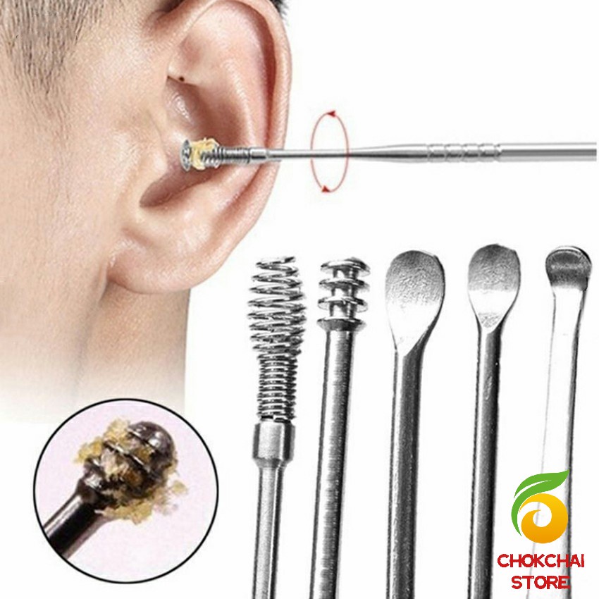 Chok ชุดไม้แคะหู พร้อมกล่องใส่ คุณภาพดี  วัสดุสเตนเลส  ขนาดสามารถพกพา Ear piChoking set