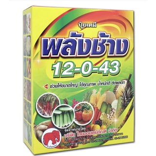 ปุ๋ยเกล็ด พลังช้าง 12-0-43 สูตรเสริมสร้างขนาดผล ได้คุณภาพ น้ำหนักดี ติดผลดก บรรจุ 1 กิโลกรัม