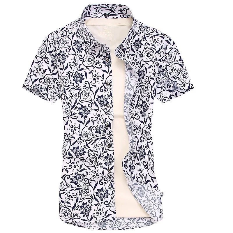 เสื้อเชิ้ตแขนสั้นลายดอกไม้ผู้ชายเสื้อแฟชั่นเสื้อสบาย ๆ thumbnail 9