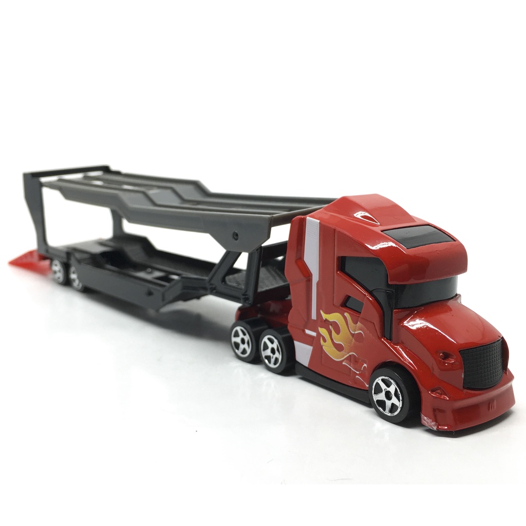 Majorette Truck - Concept Truck + Car Transporter Truck - Red Color /scale 1/87 (8.1") no Package