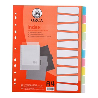 อินเด็กซ์พลาสติกไส้แฟ้ม 10 ช่อง คละสี ออร์ก้า SP-102 Index Plastic filling box 10 slots Orka SP-102 assorted colors