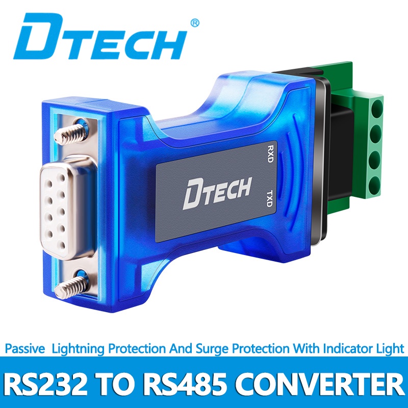 DTECH RS232 ถึง RS485 Converter Passive RS232 ถึง RS485 เกรดอุตสาหกรรม Converter String การสื่อสารข้