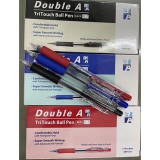 Double A TriTouch Ball Pen ปากกาลูกลื่นด้ามกด 0.7 มีสีน้ำเงิน ดำ แดง