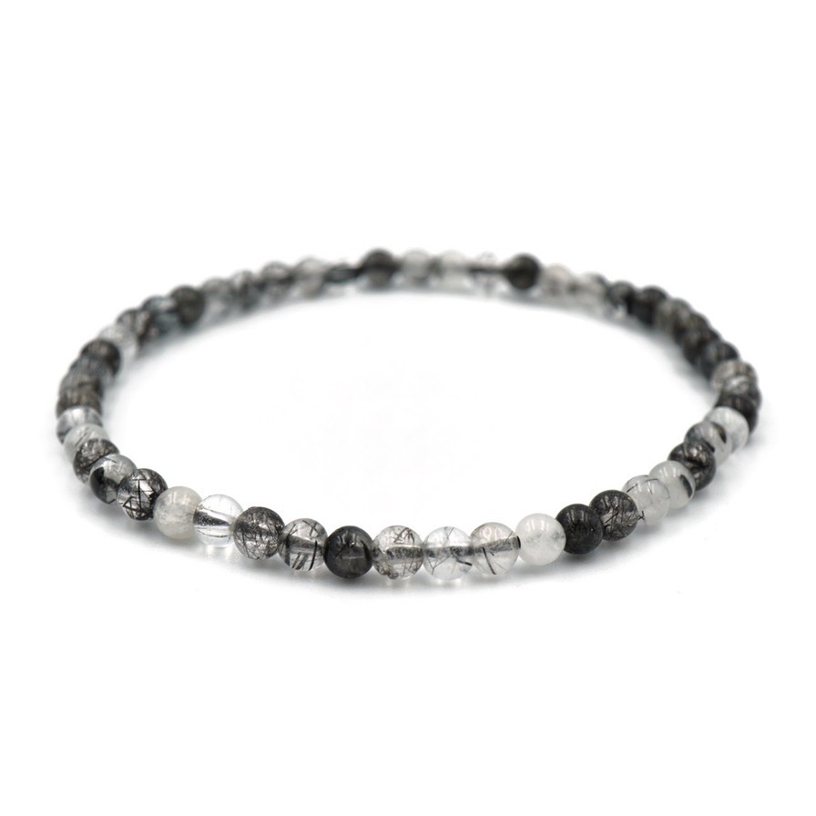 RUTILE QUARTZ ไหมดำ เกรดพรีเมียม ขนาด 4 มม. สร้อยข้อมือหินแท้ by siamonlineshop