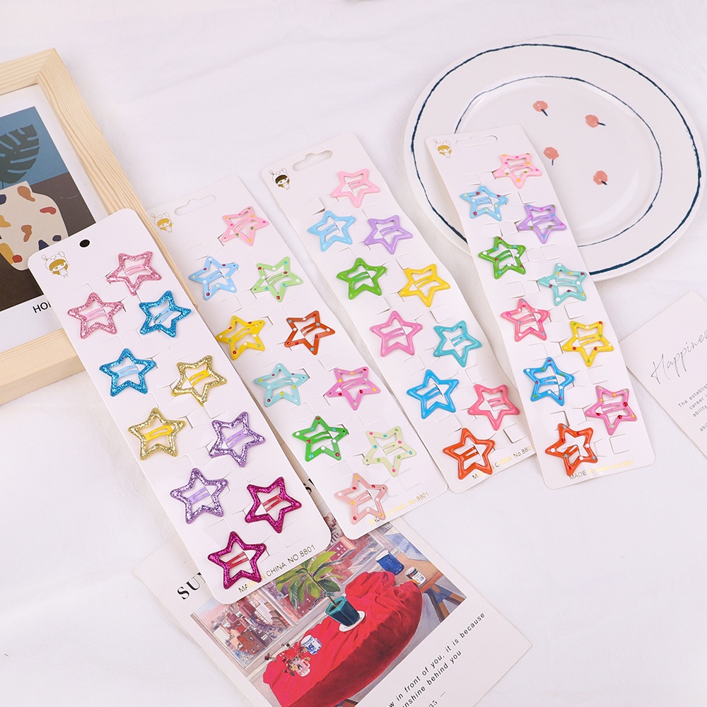 กิ๊บติดผม รูปดาวห้าแฉก น่ารัก เครื่องประดับ สําหรับเด็กผู้หญิง ขายส่ง 10 ชิ้น ต่อชุด