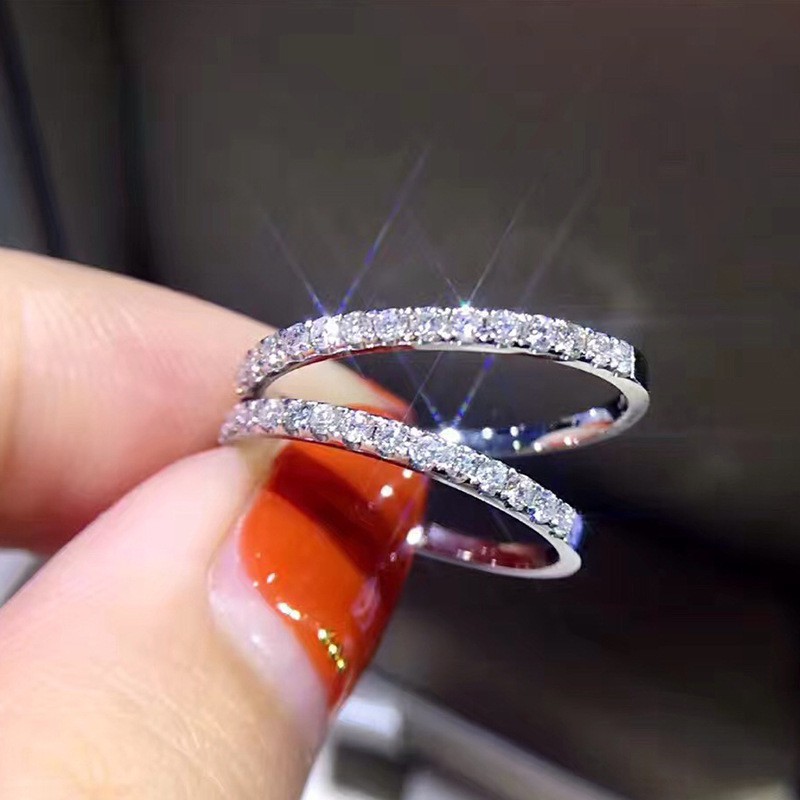 Cincin Berlian แหวนหมั้นเพชรทองคําขาวเรียบง่ายแฟชั่นสตรี