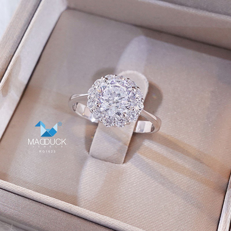 Madduckjewels แหวนเงินแท้ เพชร CZ ชุบโรเดียม RG1623