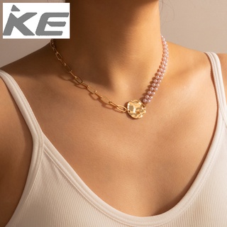 Autumn Necklace Asymmetric Pearl Chain Disc Single Trendy Necklace for girls for women low pri