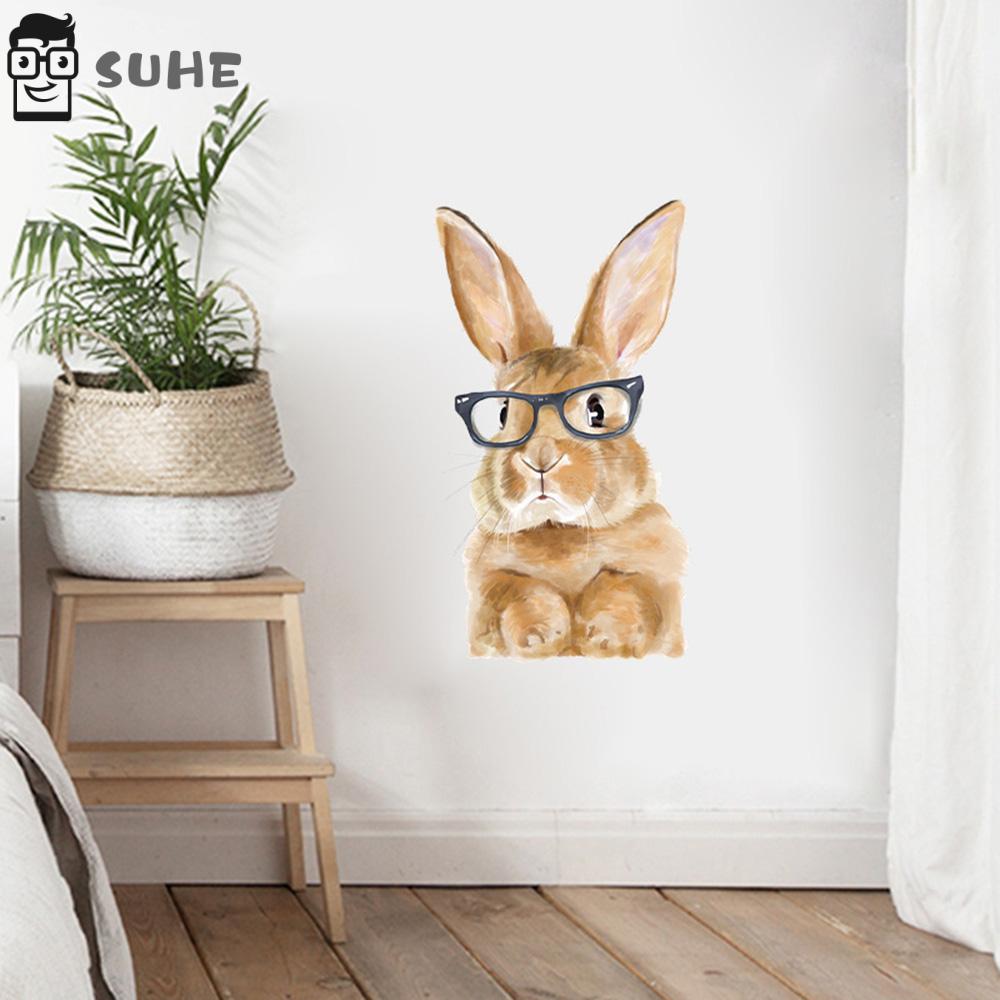 SUHE Removable Two Bunny Wall Stickers Bedroom Living Room Squirrel Fox