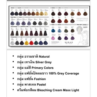 แผงสี ชาร์ตสีผม ตัวอย่างสีผม นิกาโอะ ♦️เล่มใหม่ล่าสุด 1 เล่ม  Nigao Hair Color Chart