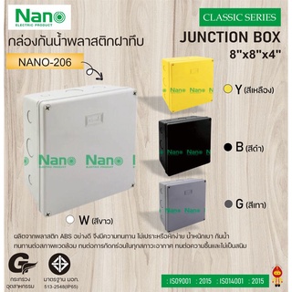 NANO กล่องพลาสติกกันน้ำ NANO-206W (ขาว)  ,NANO-206B (ดำ)  ,NANO-206Y (เหลือง)  ,NANO-206G (เทา)