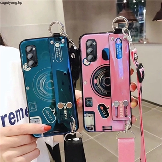 เคสโทรศัพท์มือถือ TPU แบบนิ่ม พร้อมสายคล้องมือ สําหรับ OPPO Reno 4 Pro Reno4 4G