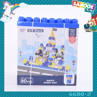 TOYS ชุดตัวต่อตำรวจ 80ชิ้น #6680-2 สีน้ำเงิน (25x18.5x28ซม.)