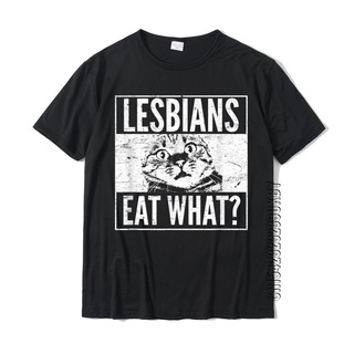 เสื้อยืดผ้าฝ้าย พิมพ์ลายแมว Lesbians Eat What Cat Kitten LGBT Humor สไตล์ฮิปฮอป แฟชั่นฤดูร้อน สําหรับผู้ชายสามารถปรับแต่