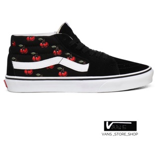 VANS SK8 MID CHERRIES BLACK SNEAKERS สินค้ามีประกันแท้