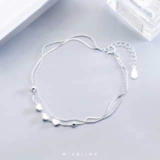 สร้อยข้อมือ เงินแท้ 92.5% ส่งฟรี EMS ♡ รุ่น Bonbon ♡ - กำไล หัวใจ ( #H2 )