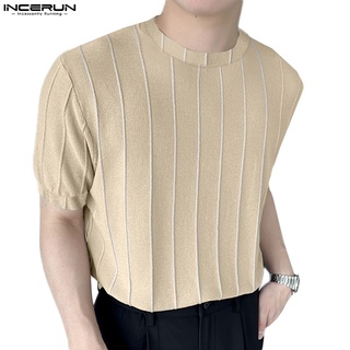 Incerun เสื้อยืดลําลอง คอกลม แขนสั้น สีพื้น สําหรับผู้ชาย ไซซ์ S-5XL