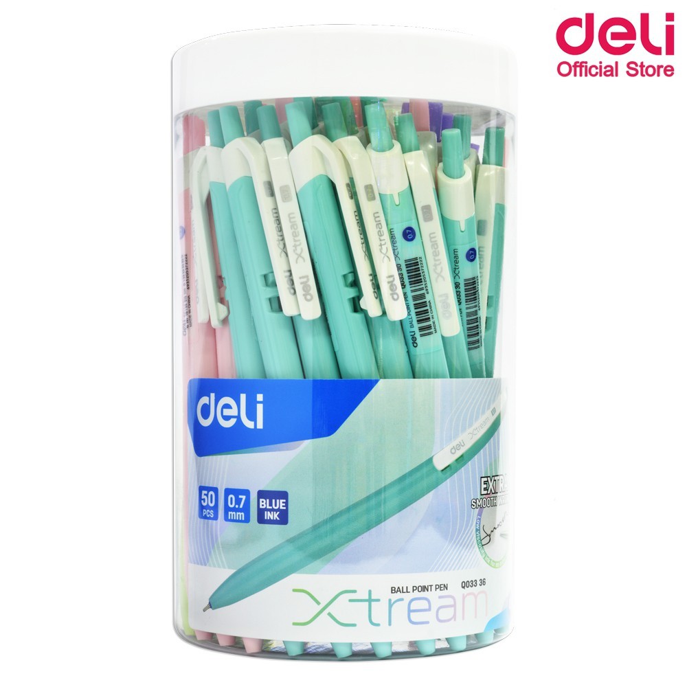 DELI Q03236 ปากกาลูกลื่นหมึกน้ำเงิน DELI 0.7mm (50แท่ง)(สินค้าพร้อมส่ง)