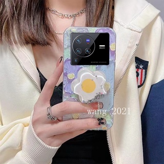 2022 New Casing เคส VIVO X80 Pro X70 Pro 5G เคสโทรศัพท Phone Case INS Popular Oil Painting Glitter Flowing Stars Flower Bracket Silicone Soft Case