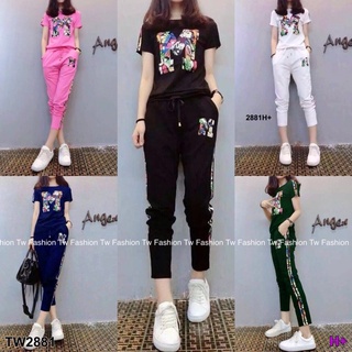 👗Pfashion [ส่งไว!!🚛] P2881 เซ็ทเสื้อ+กางเกง งานการ์ตูน Set of shirts + pants, cartoon work