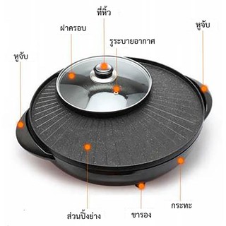 เตาปิ้งย่าง พร้อม หม้อสุกี้ ชาบู 2 in 1  1.8L 33.5 x 38 x 13.4 ซม. SHABU Boiling pot and grill