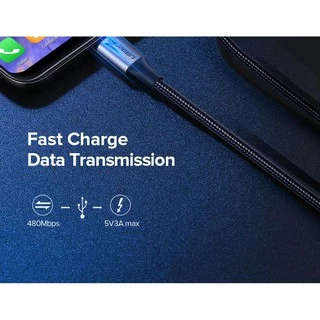 Ugreen สายชาร์จ USB-C 3A แอมป์ ชนิดไนลอน QC 3.0 S20/Note 20/S10/S9/S8, Xiaomi, รุ่น US288