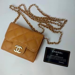 กระเป๋า chanel ของแท้ chanel mini กระเป๋าสตางค์ 4*5" สะพายข้าง มีสองสี พร้อมกล่อง