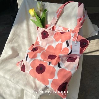 [พร้อมส่ง] กระเป๋าผ้า ลายดอกไม้ 🌷 Tote bag by Saraya