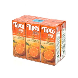 ทิปโก้ น้ำส้มสายน้ำผึ้ง 100% ขนาด 200 มล. แพ็ค 6 กล่อง Tipco 100% Sai Nam Phueng orange juice, 200ml pack of 6 boxes.