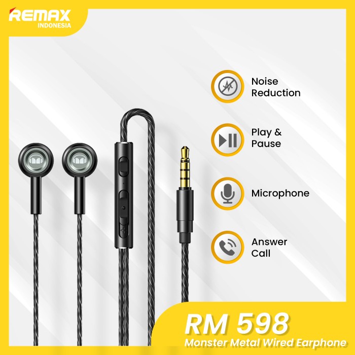 Remax MONSTER METAL WIRED EARPHONE RM-598