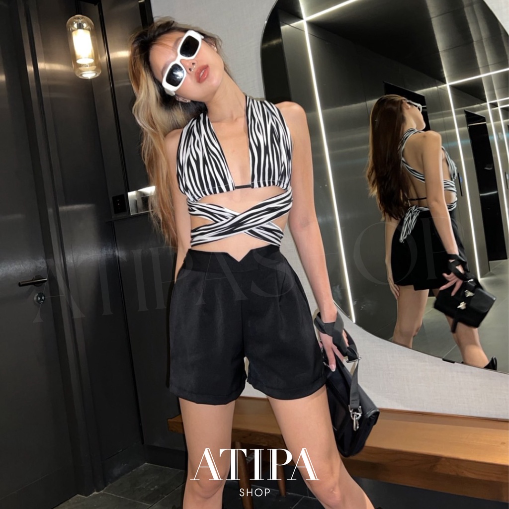 Atipashop - Smart pants กางเกงขาสั้น ทรงสวย เอวสม๊อค มีสีให้เลือกเยอะ
