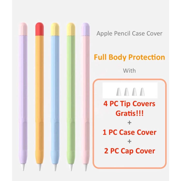 เคสซิลิโคน แบบเต็ม สําหรับ Apple pencil 1 &amp; 2 Apple pencil 1 สีฟ้า