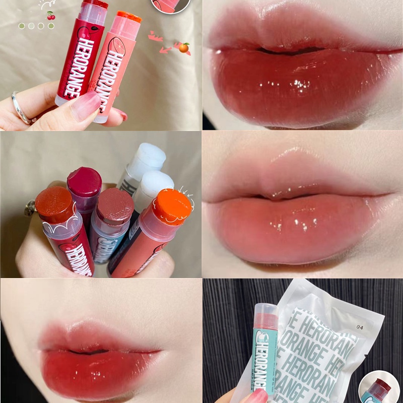 HERORANGEลิปสติก ฤดูใบไม้ร่วงและฤดูหนาวLip Balm 6 กลิ่น 5.5 g ป้องกันริมฝีปากแห้ง มีให้เลือก 6 สี ปากดำ ปากแห้ง เป็นขุย ลิปบาล์ม เอาอยู่ !