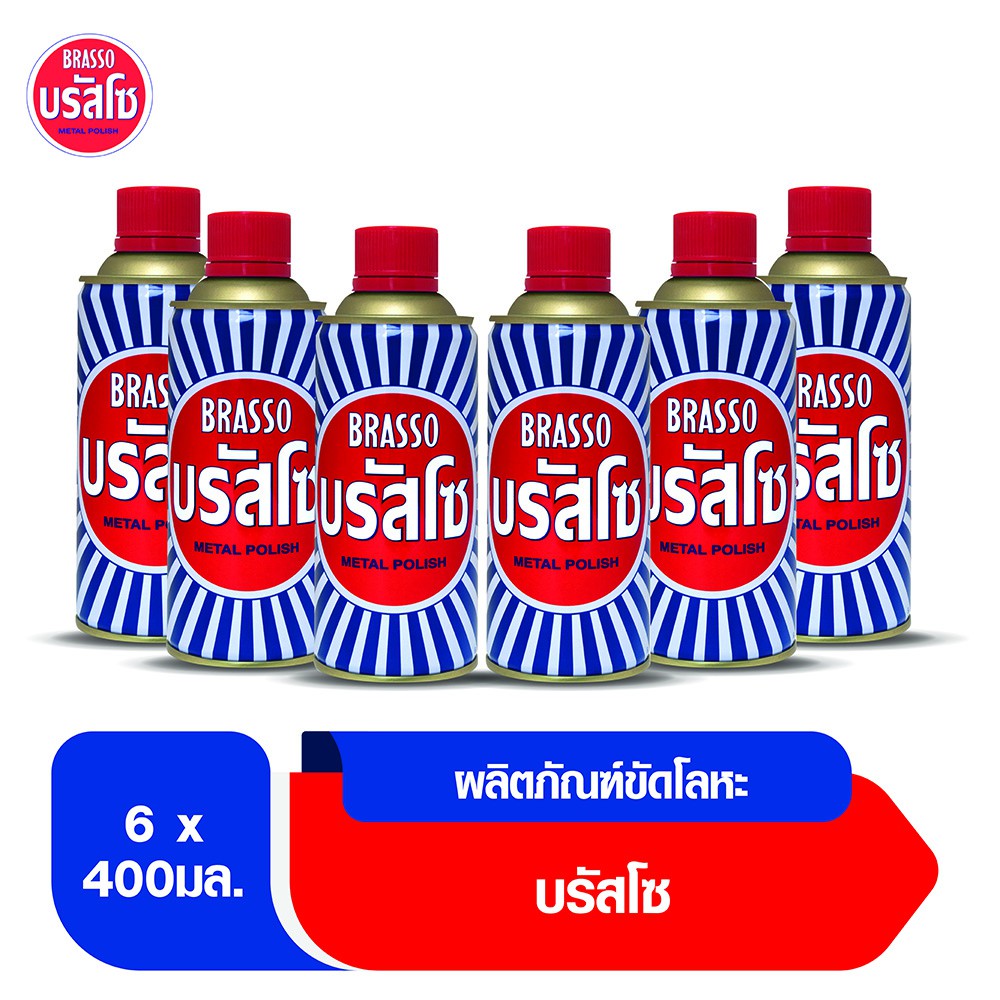 Brasso บรัสโซ น้ำยาขัดโลหะ 400 มล. แพ็ค6