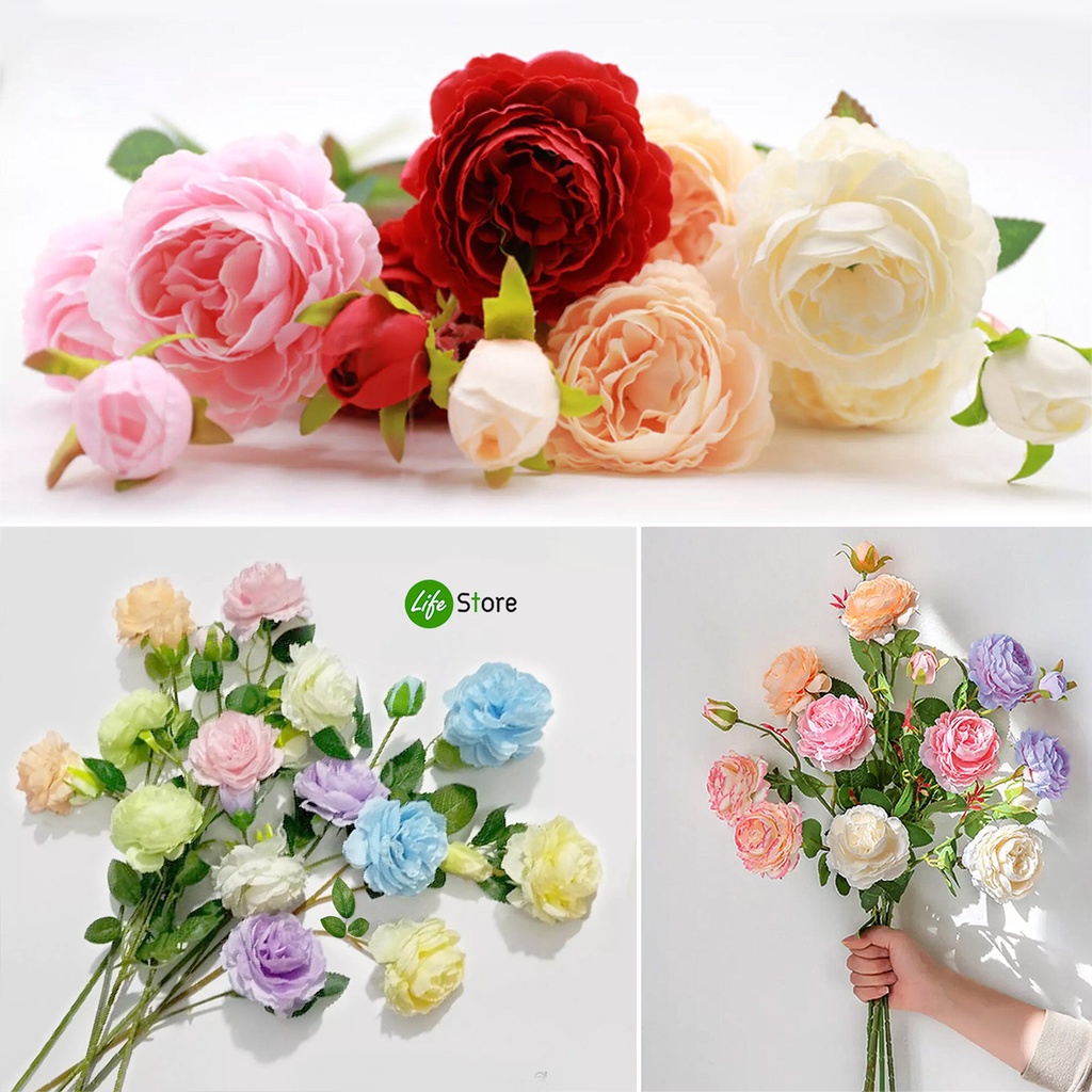ช่อดอกกุหลาบ รุ่น rose-01 (ช่อยาว65 cm ) ดอกไม้ประดิษฐ์ จากผ้าไหมดิบ สวยงามเสมือนจริง (พร้อมส่งในไทย ถึงเร็วทันใจ)