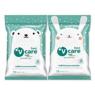 ทิชชู่เปียก ผ้าเช็ดทำความสะอาด V CARE ANTI BACTERIA 18 ชิ้น ตัวช่วยในการทำความสะอาดผิว และสิ่งของต่างๆ