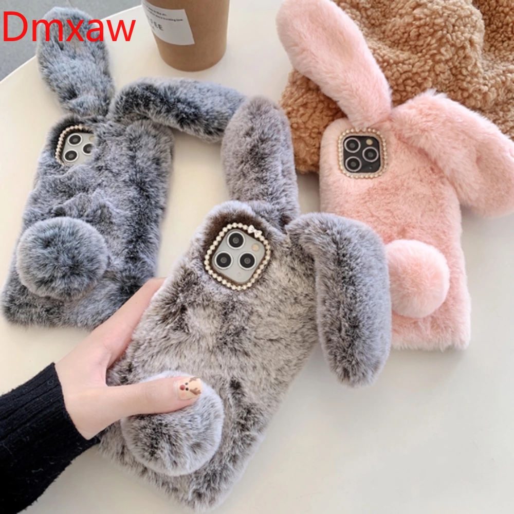 Warm Fluffy Rabbit Hair Fur Case For Xiaomi Mi 10T Lite Pro Poco X3 NFC 10 Ultra Redmi K30S K30 Ultr