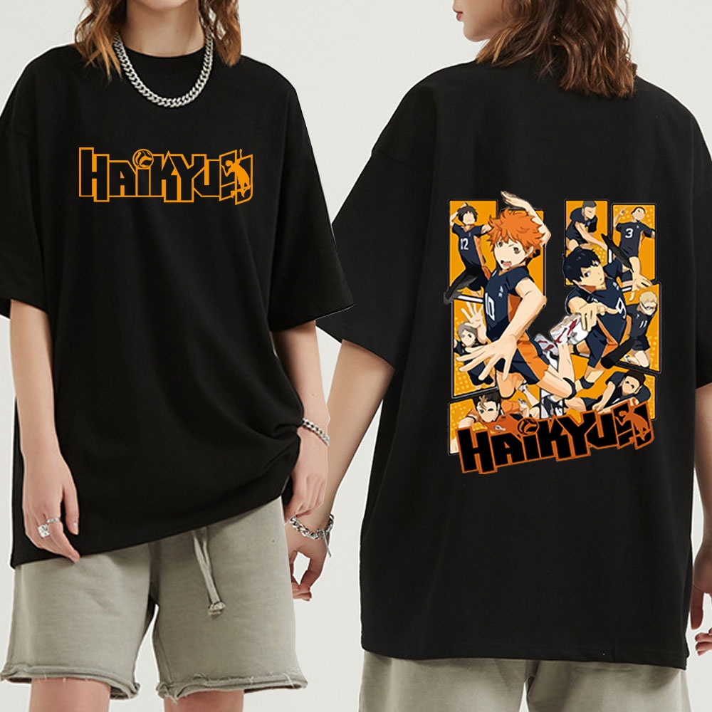 สไตล์ผ้าฝ้ายอะนิเมะการออกแบบ Haikyuu กราฟิก s Kawaii อะนิเมะ High School Harajuku 90s เสื้อยืดผู้ชาย