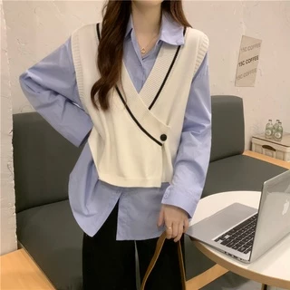 Chemisegrace U018/637✨พร้อมส่ง✨เสื้อไหมพรม เสื้อกันหนาวไหมพรม เกาหลี สีสวย น่ารัก