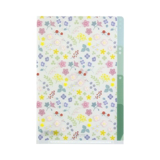 MIDORI 3 Pockets Clear Folder &lt;A6&gt; Wild flower (D35246006) / แฟ้ม 3 ช่อง ขนาด A6 ลายดอกไม้ป่า แบรนด์ MIDORI จากประเทศญี่