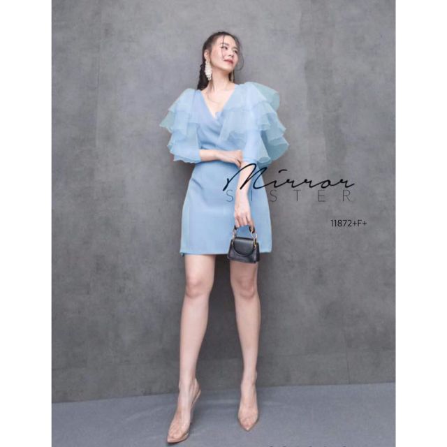 ชุดเดรสออกงาน เดรสสั้น แขนระบาย ชุดเพื่อนเจ้าสาว เสื้อผ้าแฟชั่น ชุดไปงานแต่ง 11872 - รูปที่ 3