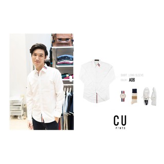 เสื้อเชิ๊ตแขนยาวผ้า Cotton : White #France3 : CU PANTS